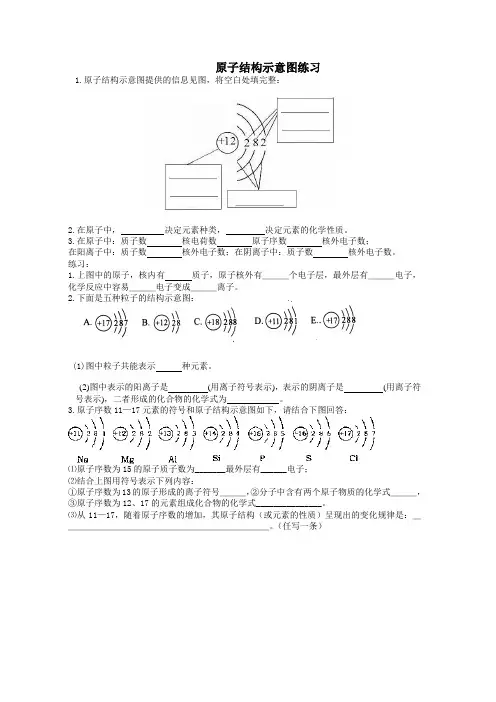 原子结构示意图练习