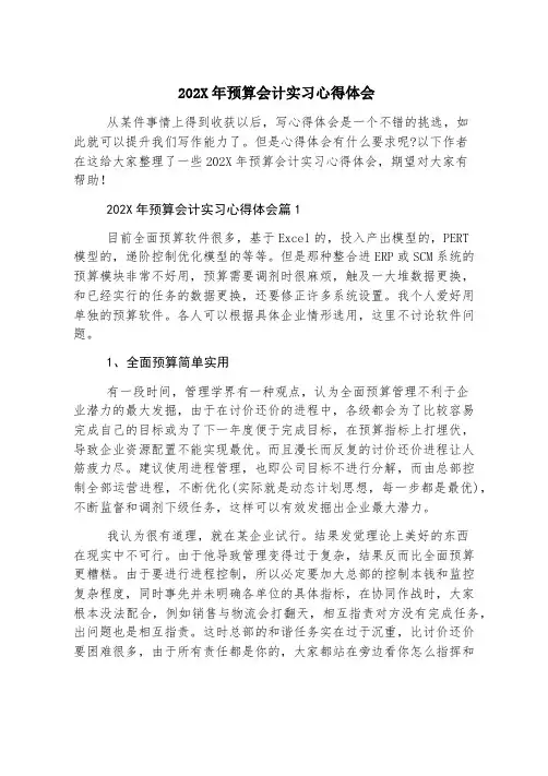 2023年预算会计实习心得体会