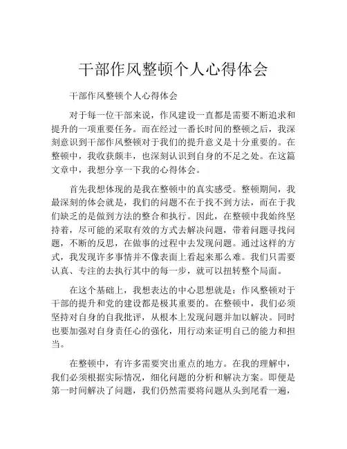干部作风整顿个人心得体会