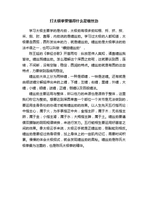 打太极拳要懂得什么是缠丝劲