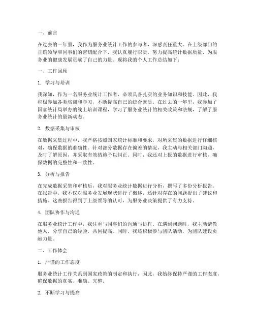 服务业统计个人工作总结