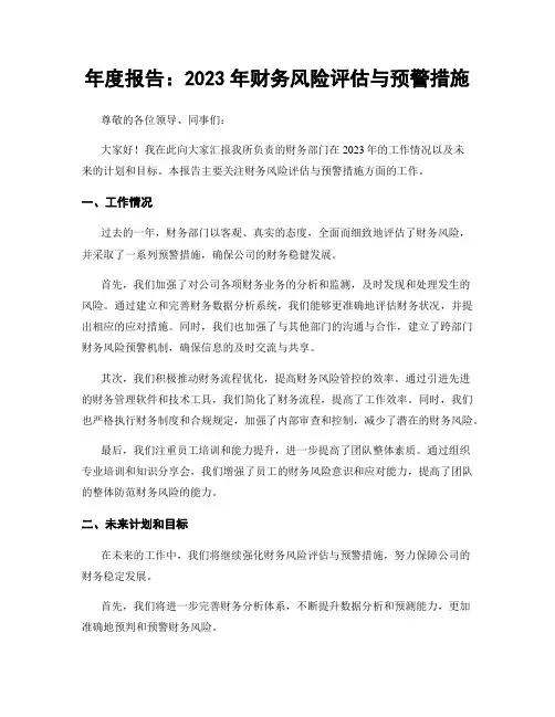 年度报告：2023年财务风险评估与预警措施