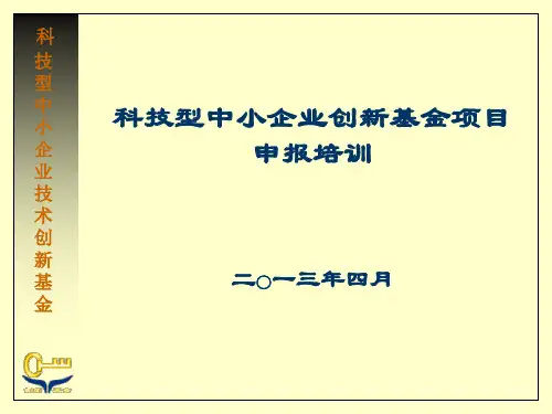 科技型中小企业技术创新基金申请培训材料