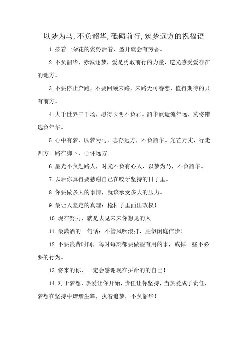 以梦为马,不负韶华,砥砺前行,筑梦远方的祝福语