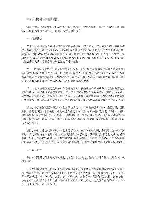 2020年最新乡村旅游发展调研分析报告