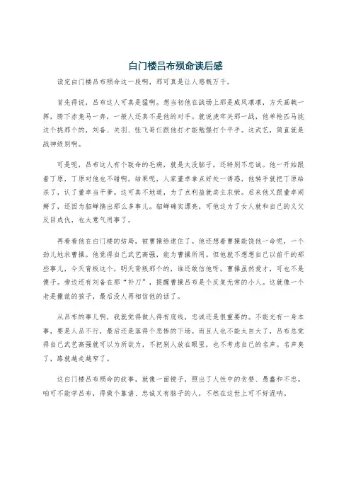 白门楼吕布殒命读后感