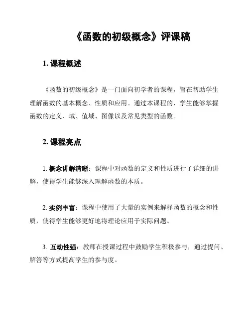 《函数的初级概念》评课稿