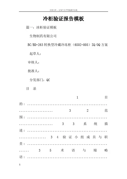 冷柜验证报告模板