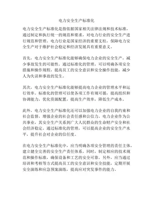 电力安全生产标准化