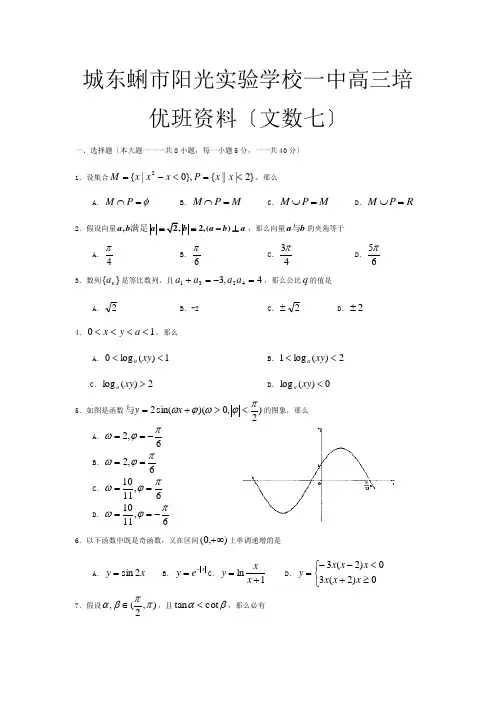 高三数学培优班资料(文七)