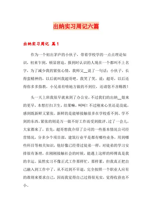出纳实习周记六篇