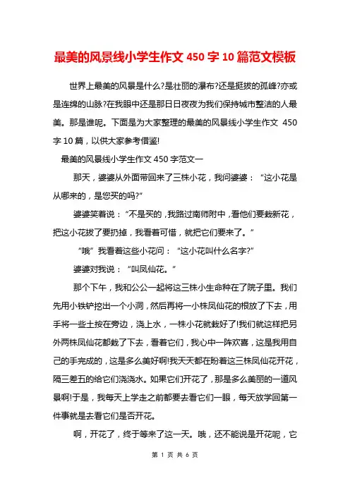 最美的风景线小学生作文450字10篇范文模板