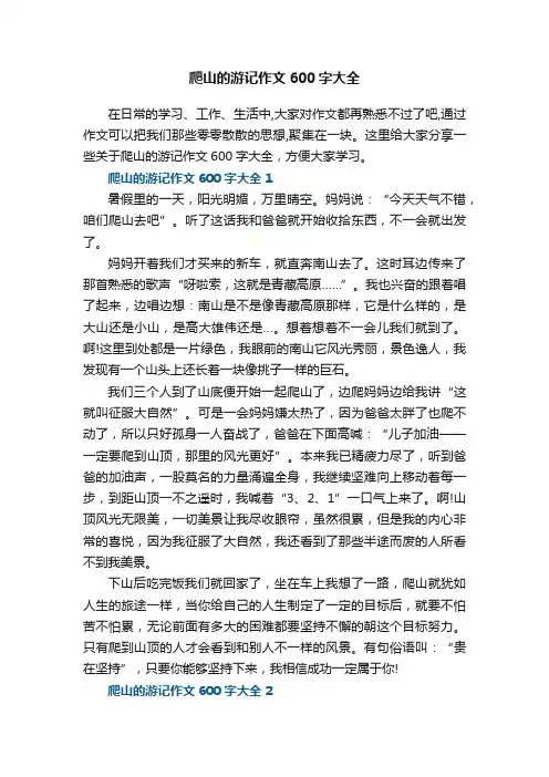 爬山的游记作文600字大全