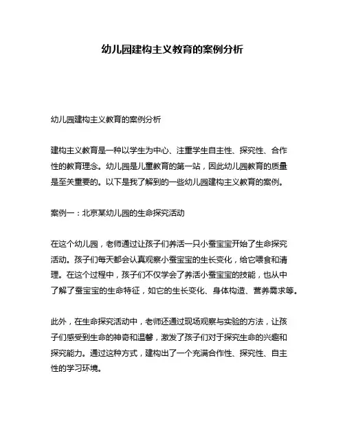 幼儿园建构主义教育的案例分析