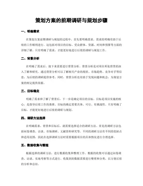 策划方案的前期调研与规划步骤