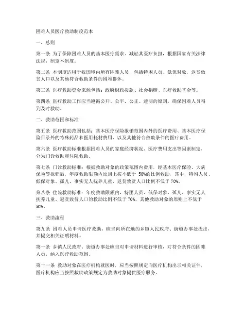 困难人员医疗救助制度范本