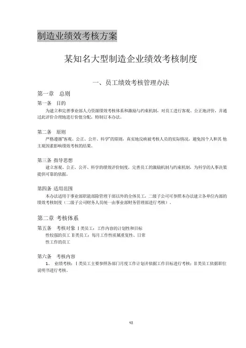 制造业绩效考核方案(全套制度及表格)