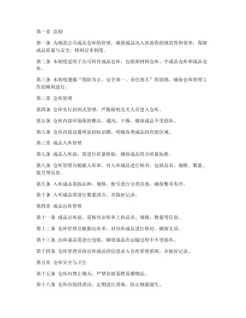 仓库成品进出管理制度