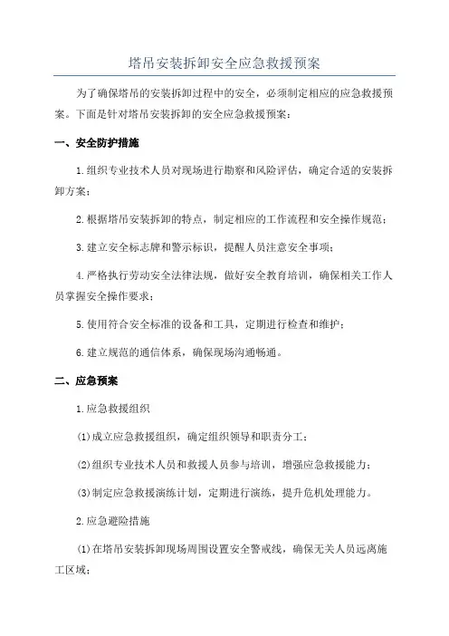 塔吊安装拆卸安全应急救援预案