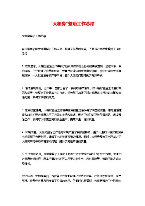 “大棚房”整治工作总结