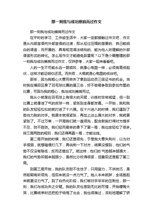 那一刻我与成功擦肩而过作文