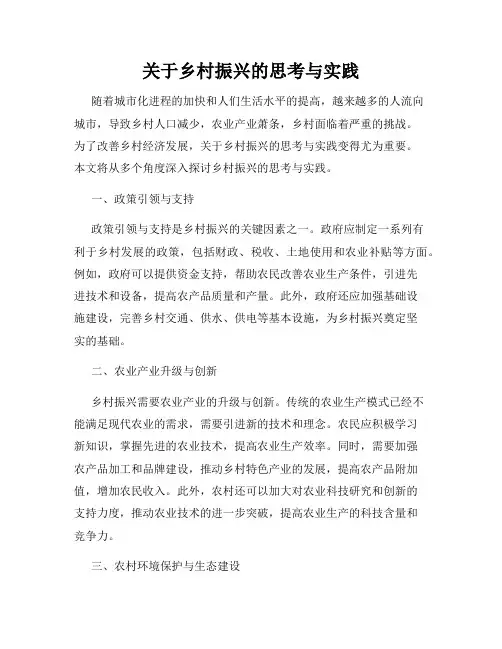 关于乡村振兴的思考与实践