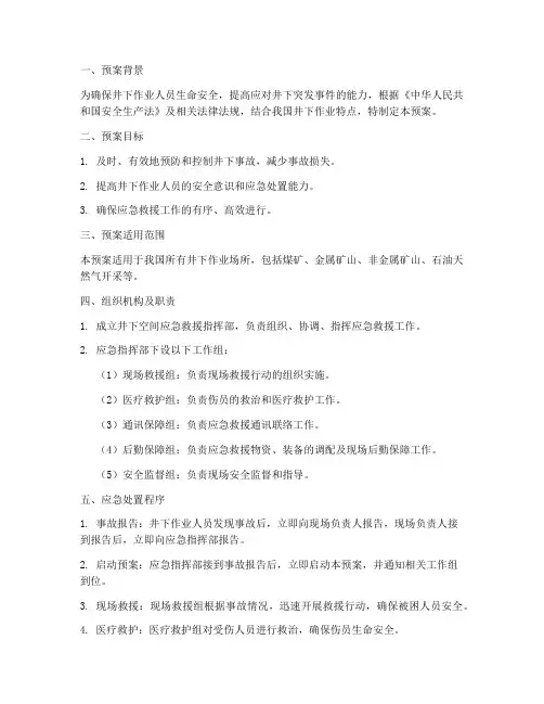 井下空间应急预案救援预案