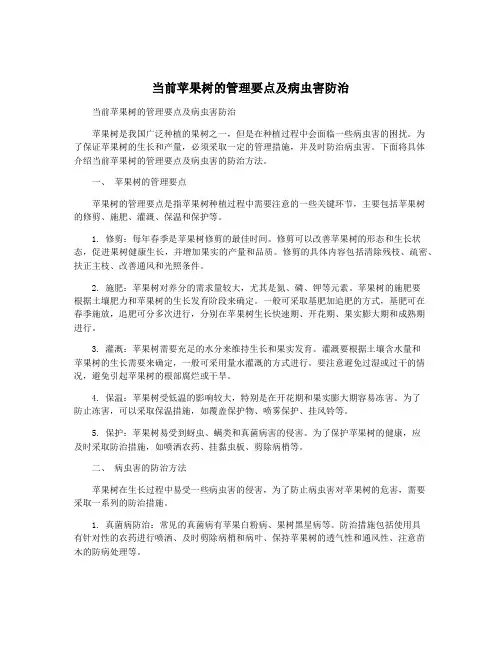当前苹果树的管理要点及病虫害防治