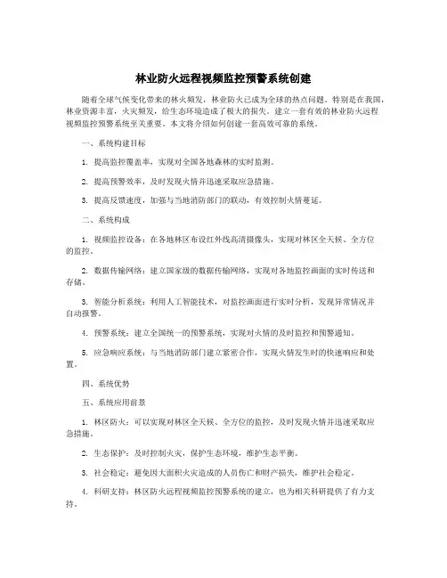 林业防火远程视频监控预警系统创建