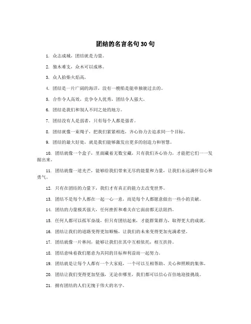 团结的名言名句30句