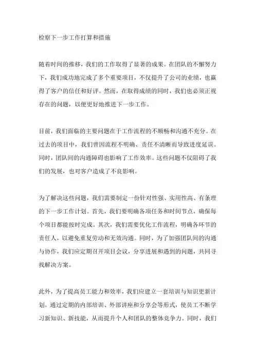 检察下一步工作打算和措施
