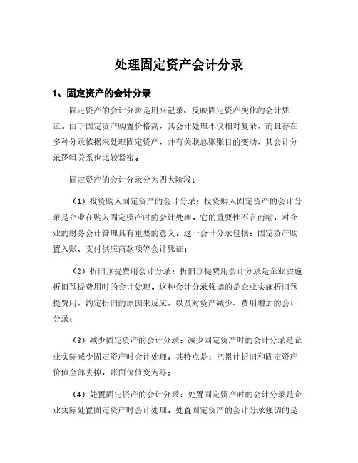 处理固定资产会计分录