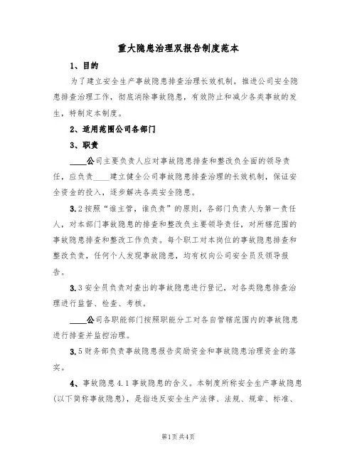 重大隐患治理双报告制度范本(3篇)
