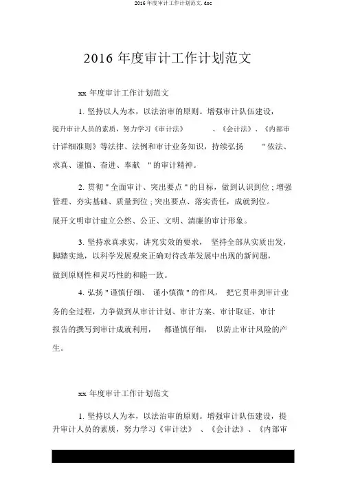 2016年度审计工作计划范文.doc