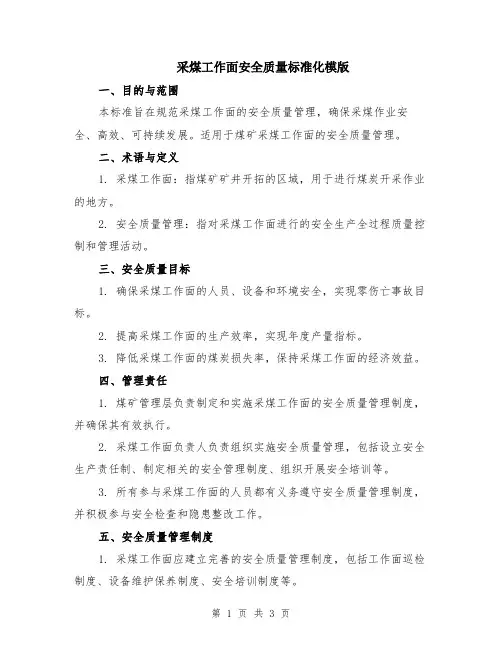 采煤工作面安全质量标准化模版