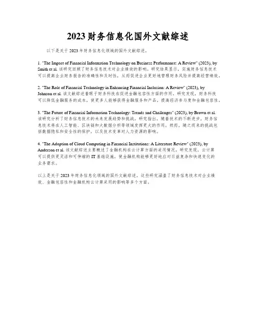 2023财务信息化国外文献综述