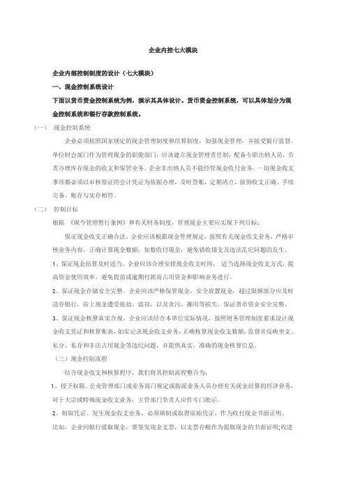 企业内控的七大模块