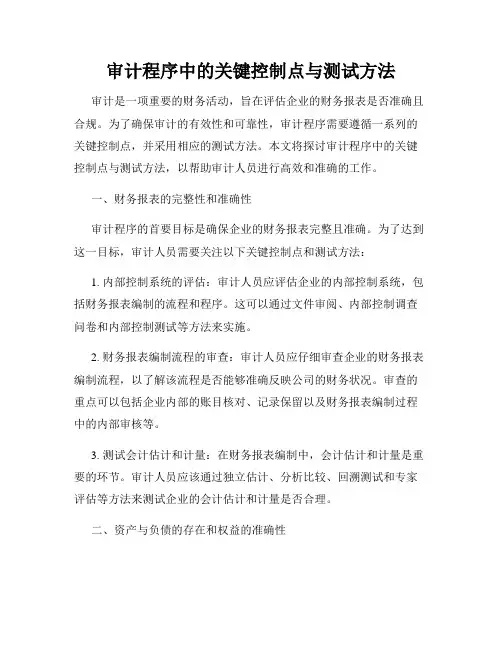 审计程序中的关键控制点与测试方法