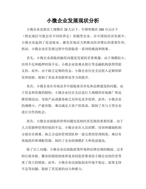 小微企业发展现状分析