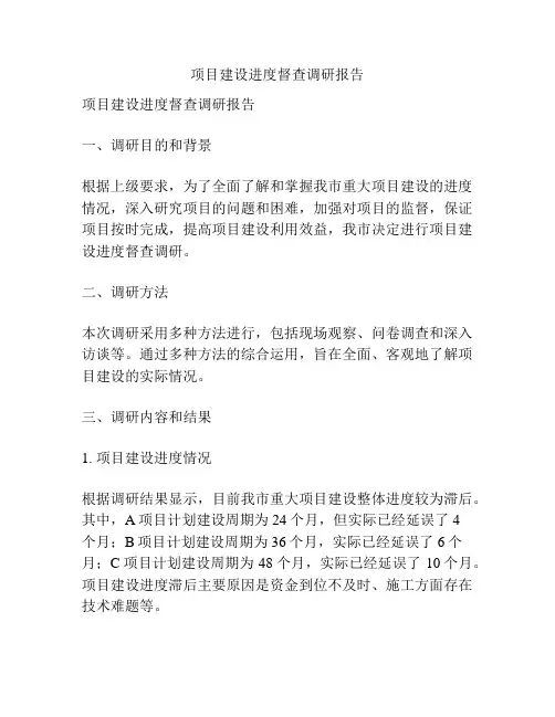 项目建设进度督查调研报告