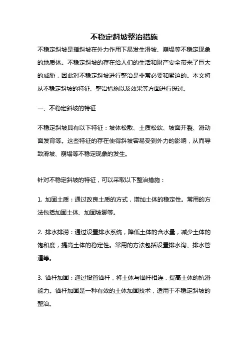 不稳定斜坡整治措施