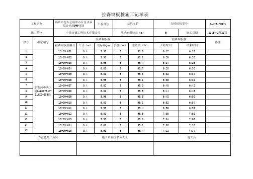 拉森钢板桩施工记录表347-389