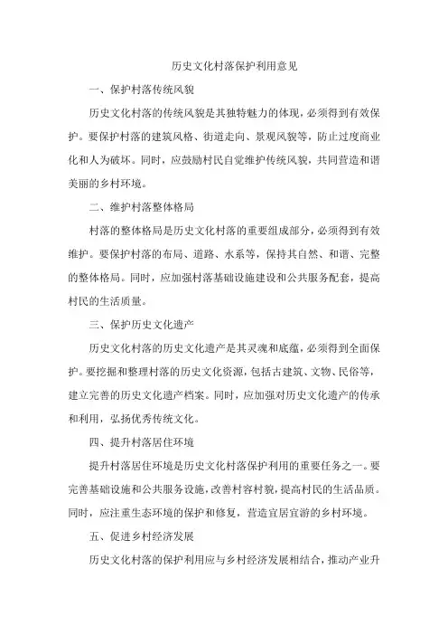 历史文化村落保护利用 意见