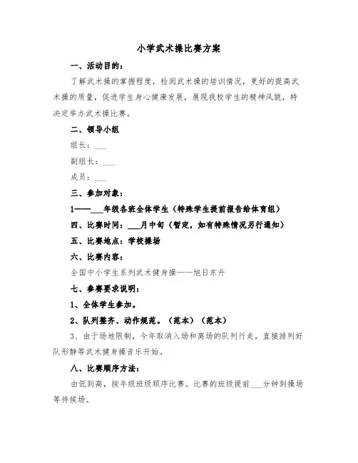 小学武术操比赛方案（3篇）