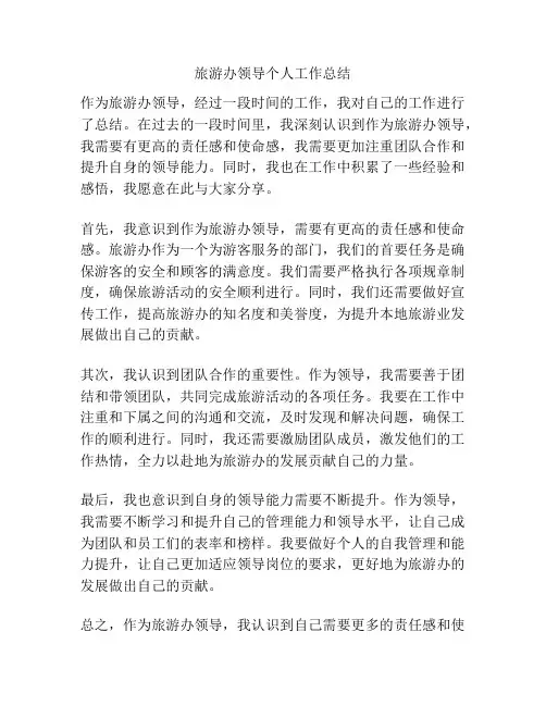 旅游办领导个人工作总结
