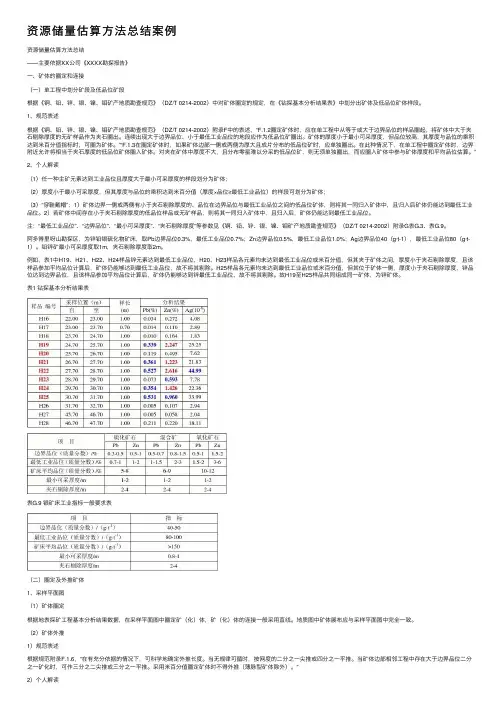 资源储量估算方法总结案例