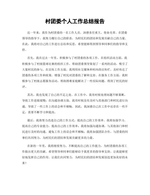 村团委个人工作总结报告