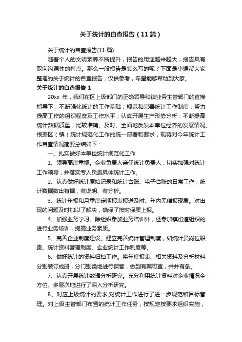 关于统计的自查报告（11篇）