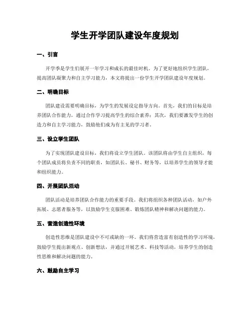 学生开学团队建设年度规划