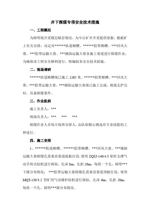 井下探煤专项安全技术措施
